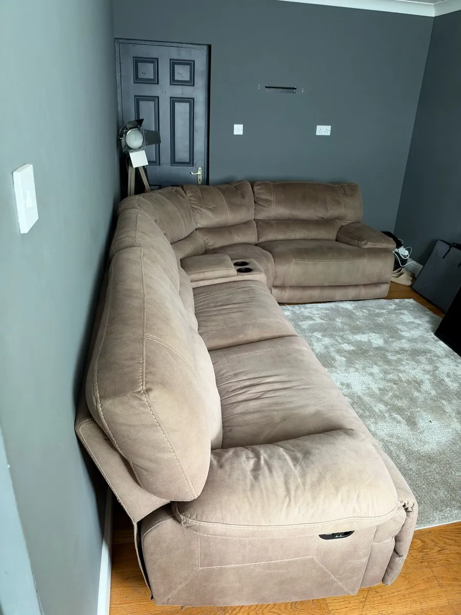 Fabric Corner Recliner Sofa - Taupe - Image 2