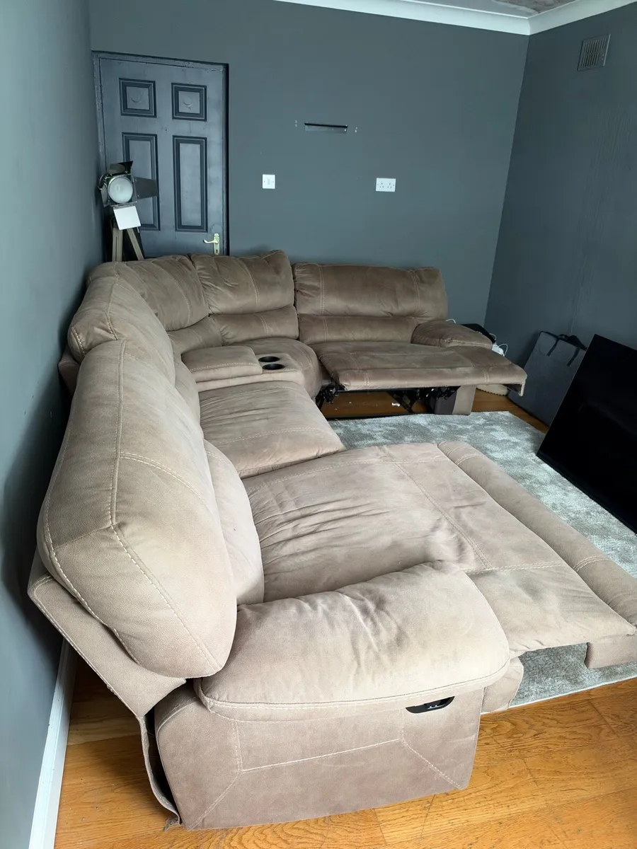 Fabric Corner Recliner Sofa - Taupe - Image 3