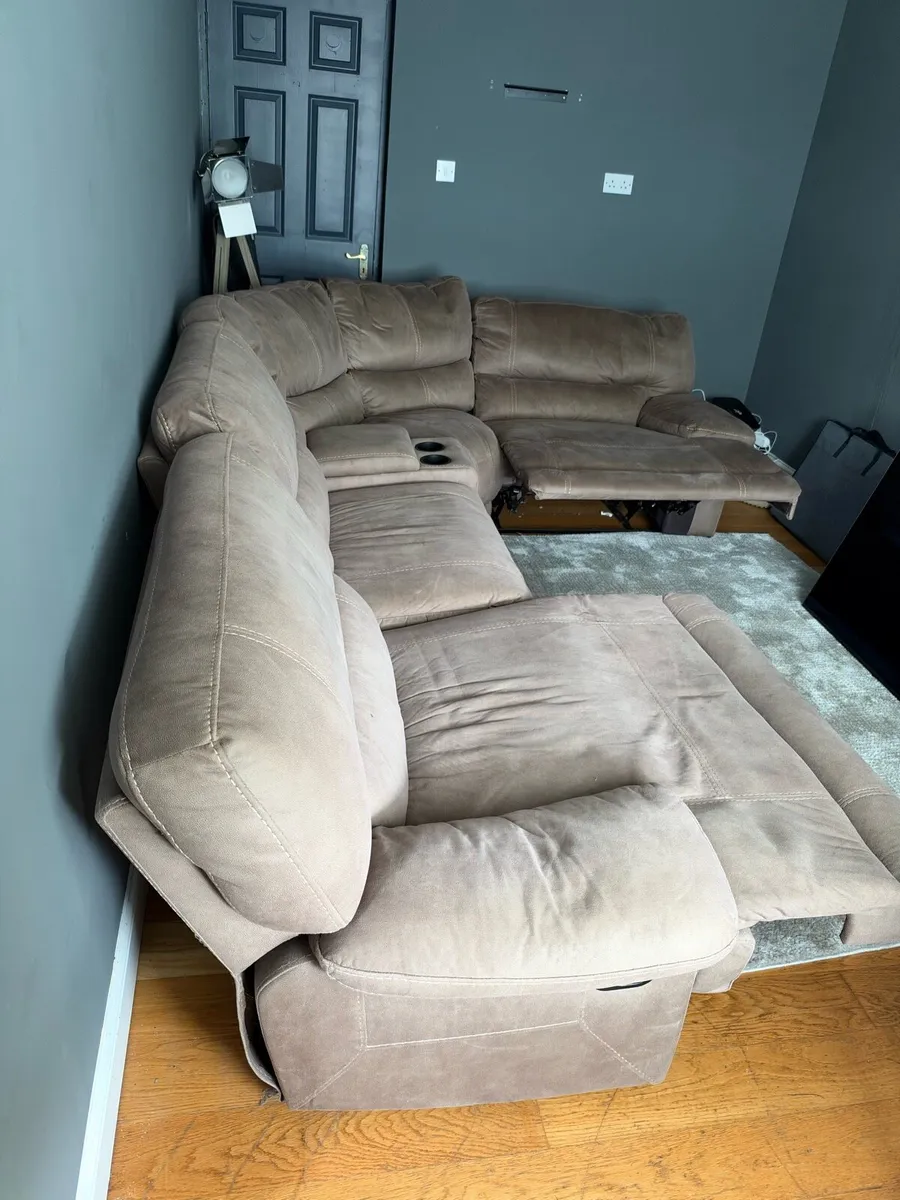 Fabric Corner Recliner Sofa - Taupe - Image 4