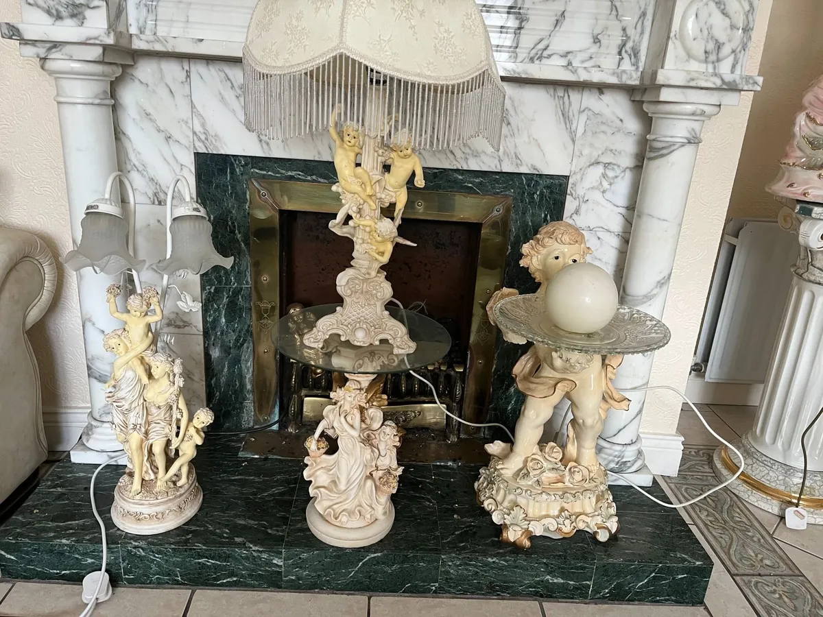 cherub lamps,table and candle table - Image 4