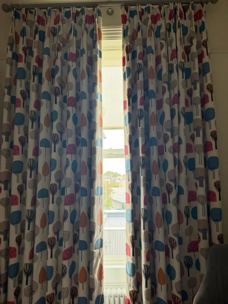 Fully lined beautiful curtains 'Trees' some with embroidery on them textured - Image 1