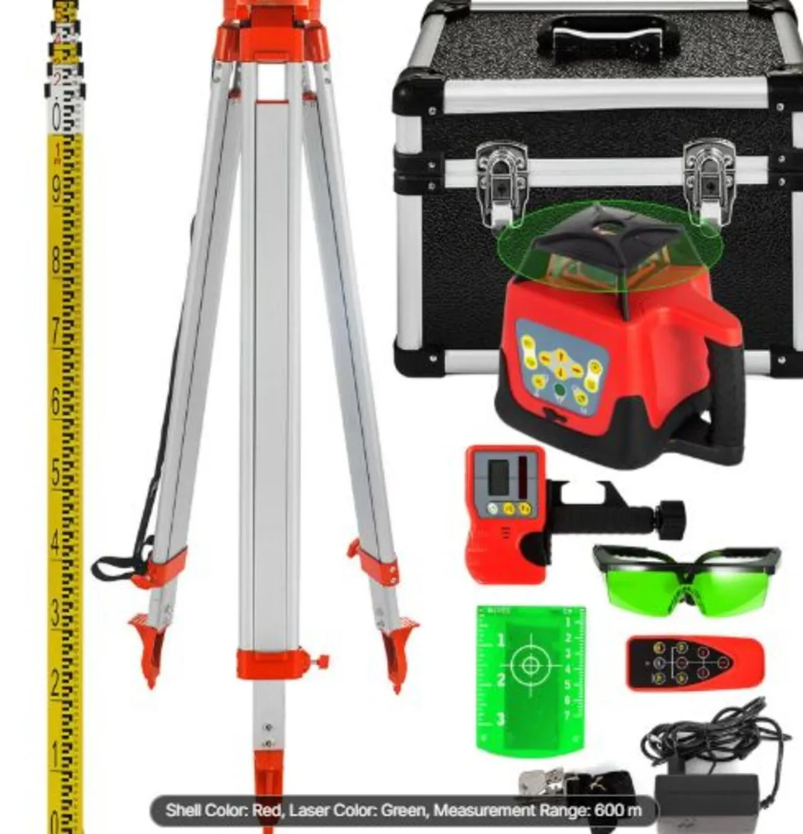 Green Rotary Laser Level Kit with Adjustable Trip - Image 1