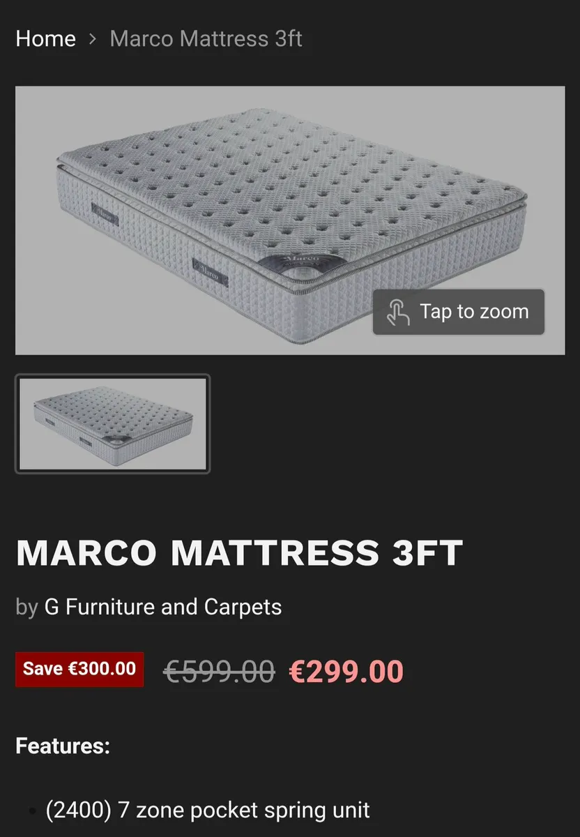 Single bed frame and Marco mattress - Image 3