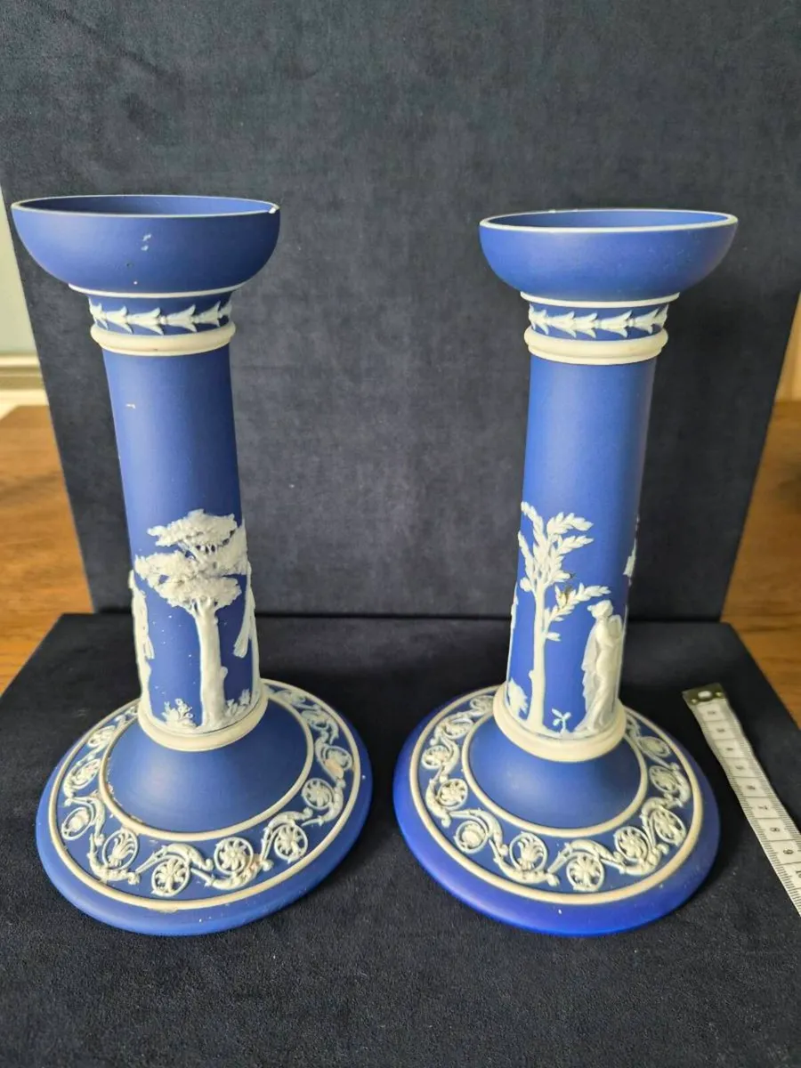 Pair Antique candlestick Wedgwood jasperware - Image 1
