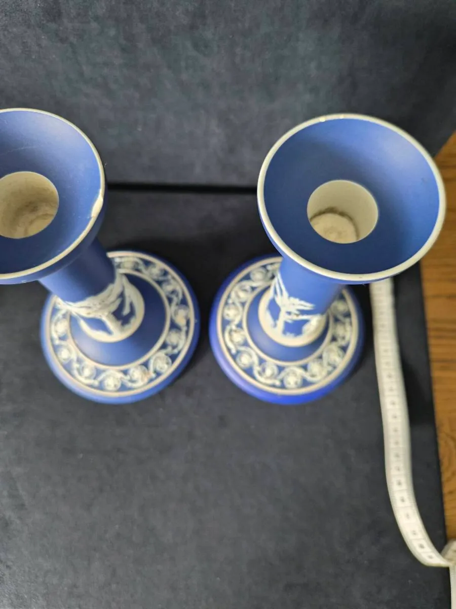 Pair Antique candlestick Wedgwood jasperware - Image 2