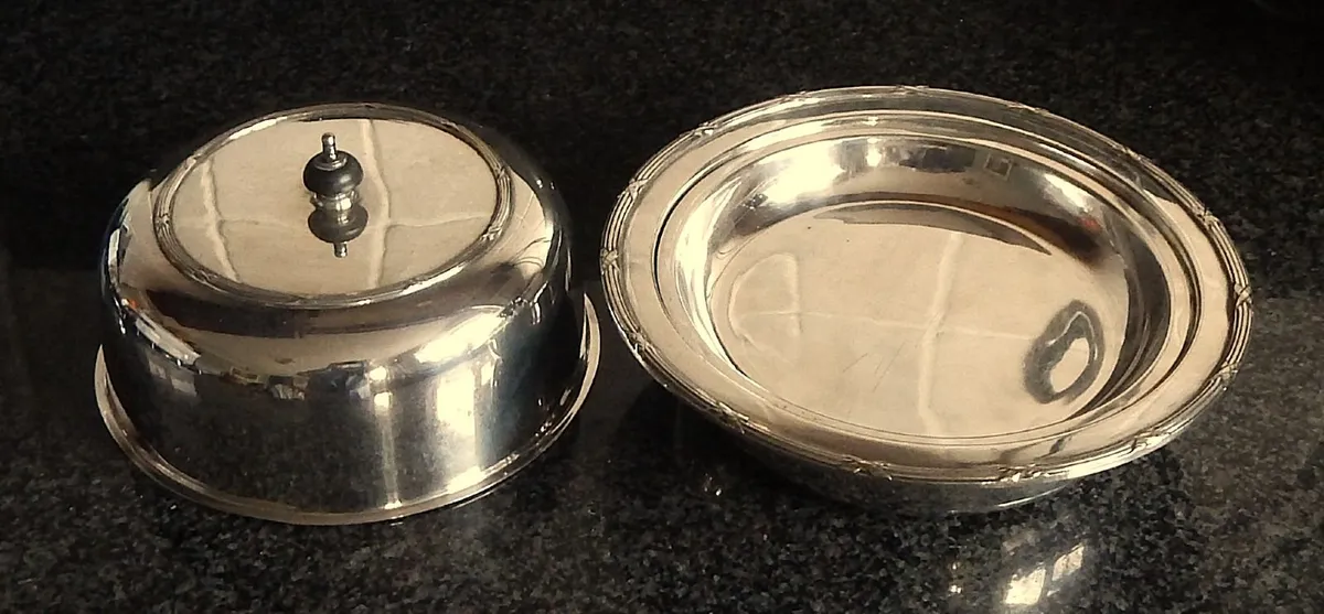 Vintage 3 Part Silver Plated Muffin Dish - Image 3