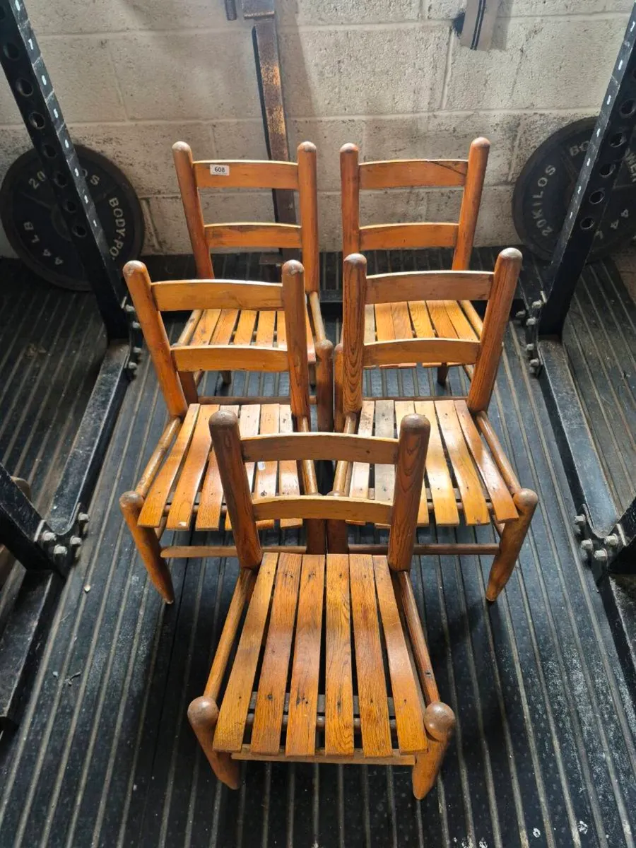 Antique pitch pine children's chairs - Image 1