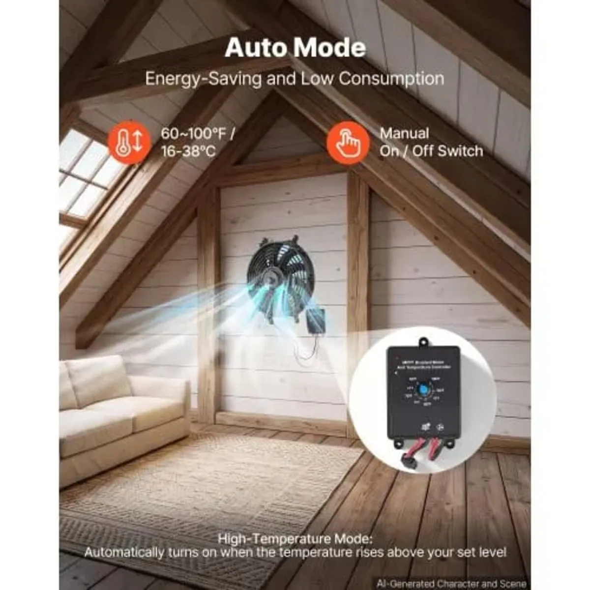 Gable Mount Fan, 30.5 cm Solar-Powered Attic Vent - Image 3