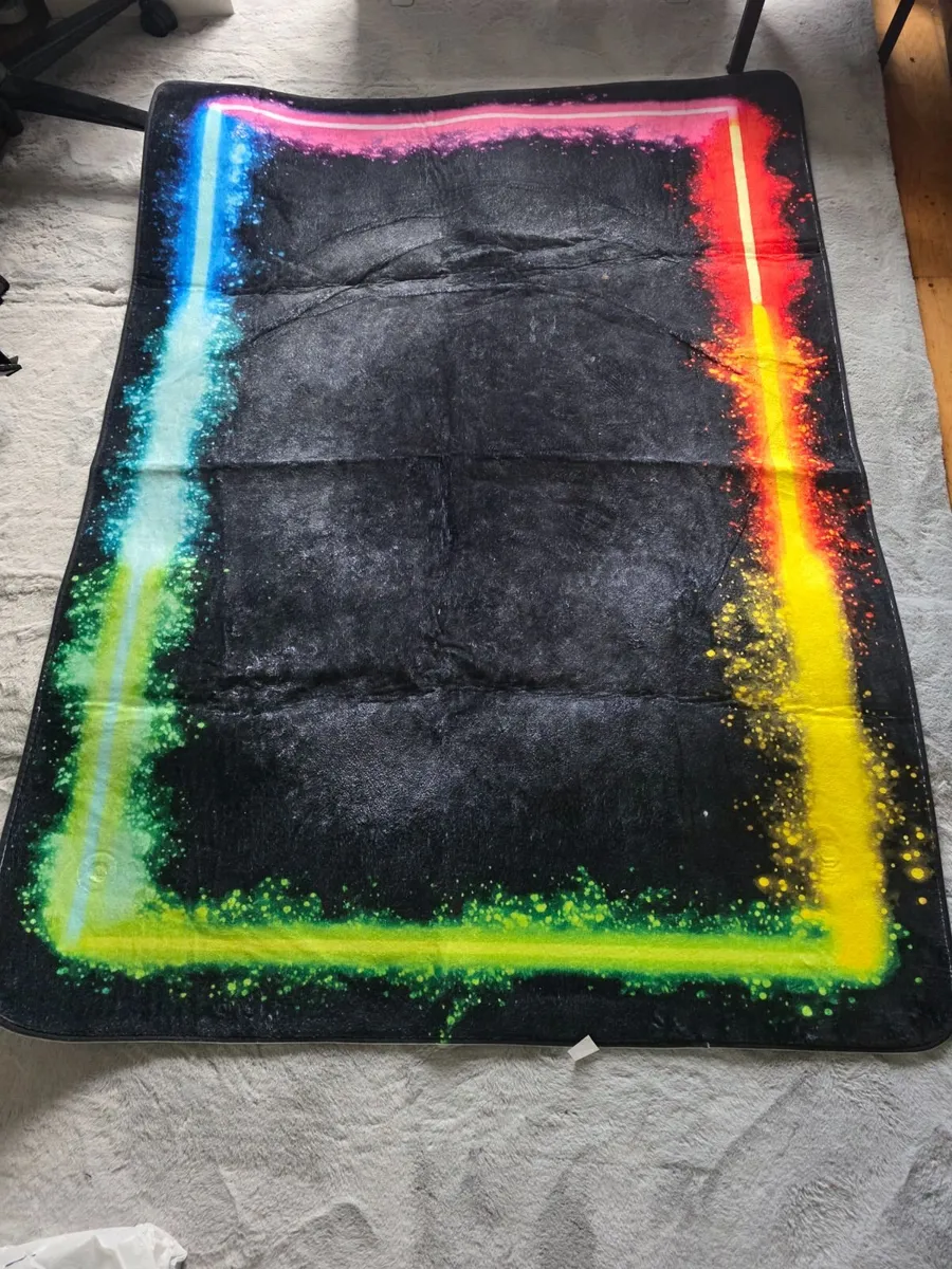 Gaming Floor Rug 160 × 120 cm Black Neon Multicolo
