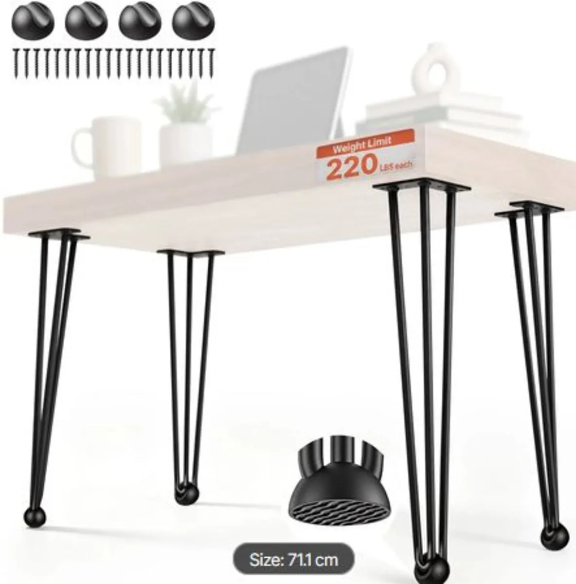 Hairpin Table Legs 71.1 cm Black Set of 4 Desk Leg - Image 1