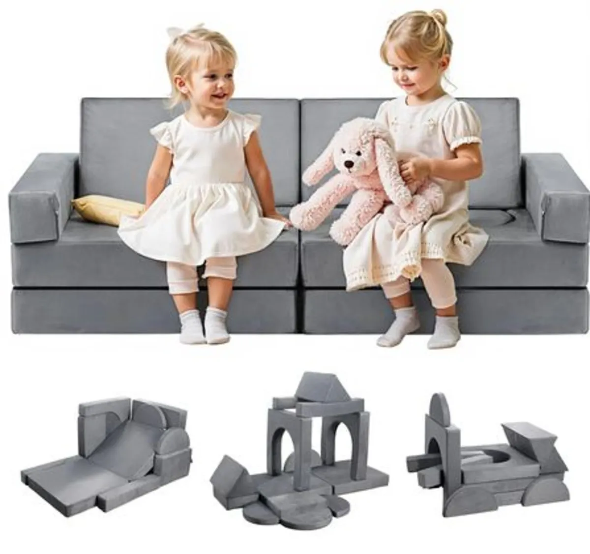 Modular Kids Play Couch, Sectional Toddler Sofa - Image 1