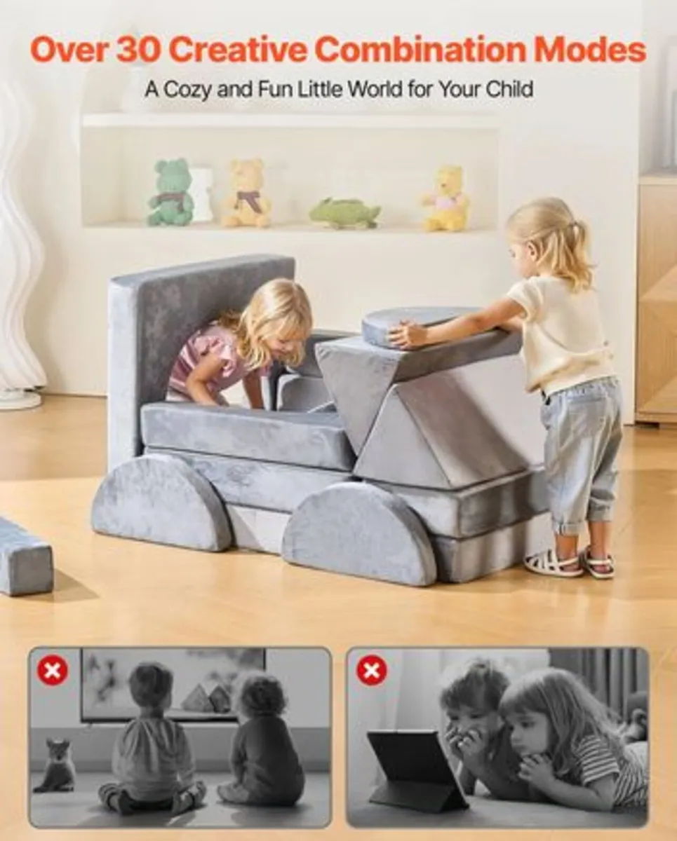 Modular Kids Play Couch, Sectional Toddler Sofa - Image 2