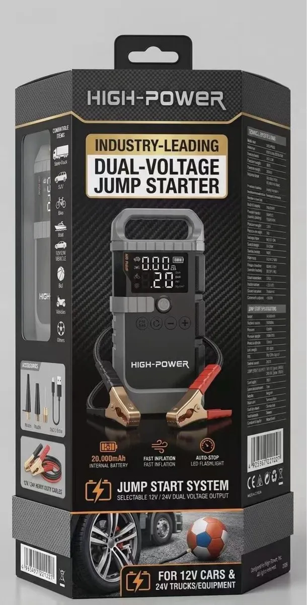 Brand New 12V/24V Jump Starter With Built In Pump - Image 1