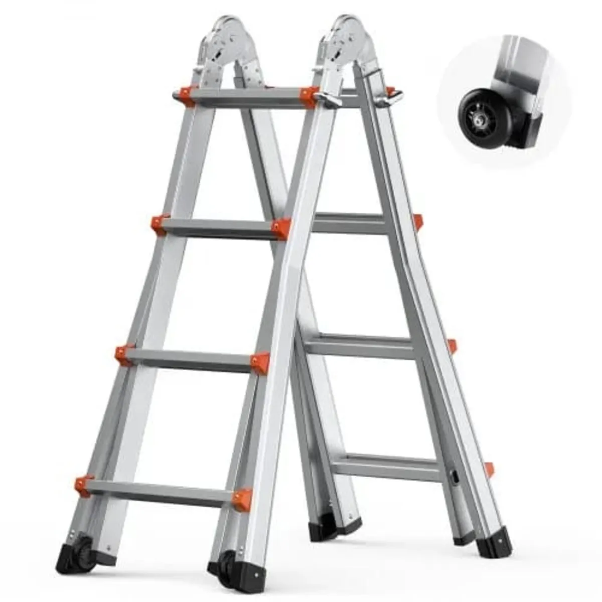 Telescoping Ladder A Frame, 13 FT Compact Aluminum - Image 1