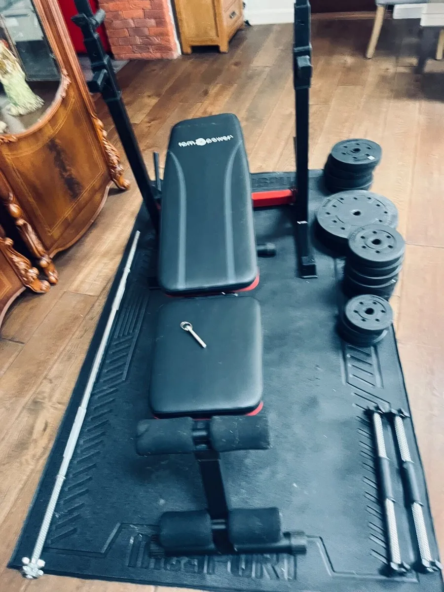Rack bench barbell dumbbells and weights - Image 1