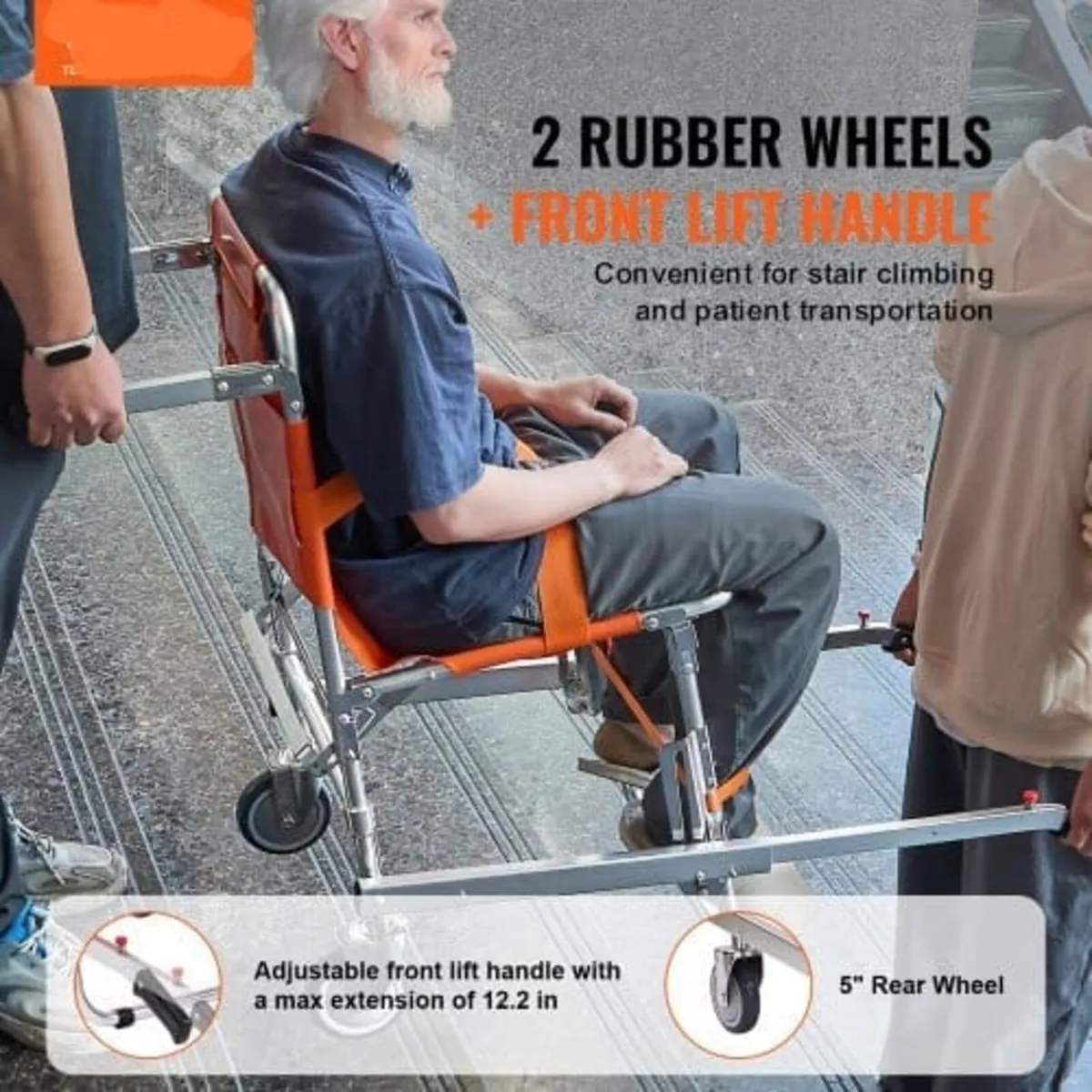 EMS Stair Chair, 159 kg Load Capacity, Foldable Al - Image 3