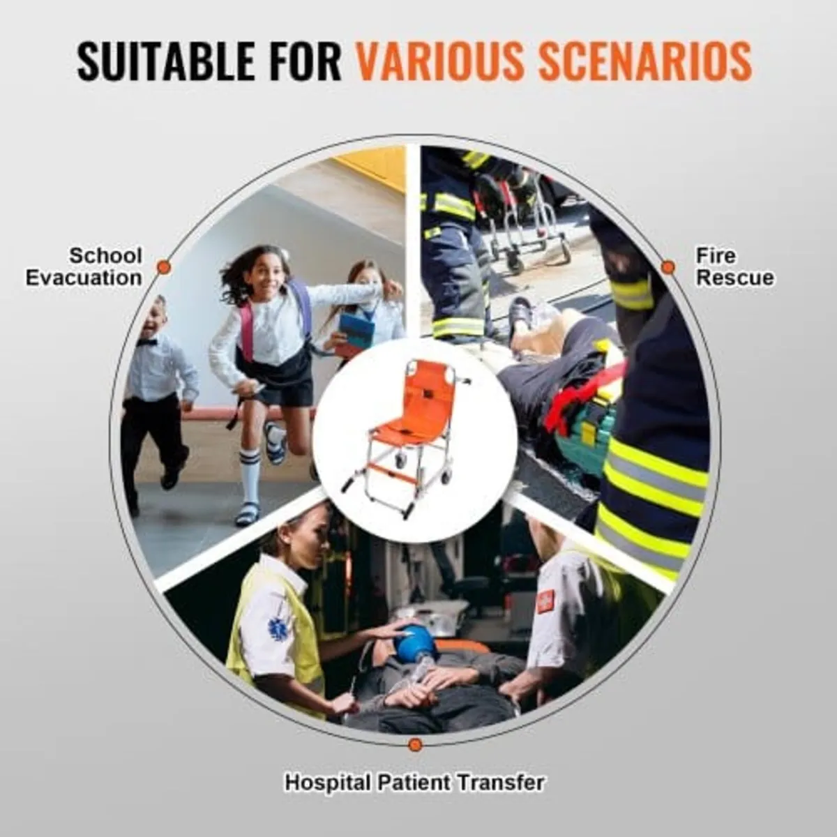 EMS Stair Chair, 159 kg Load Capacity, Foldable Al - Image 4