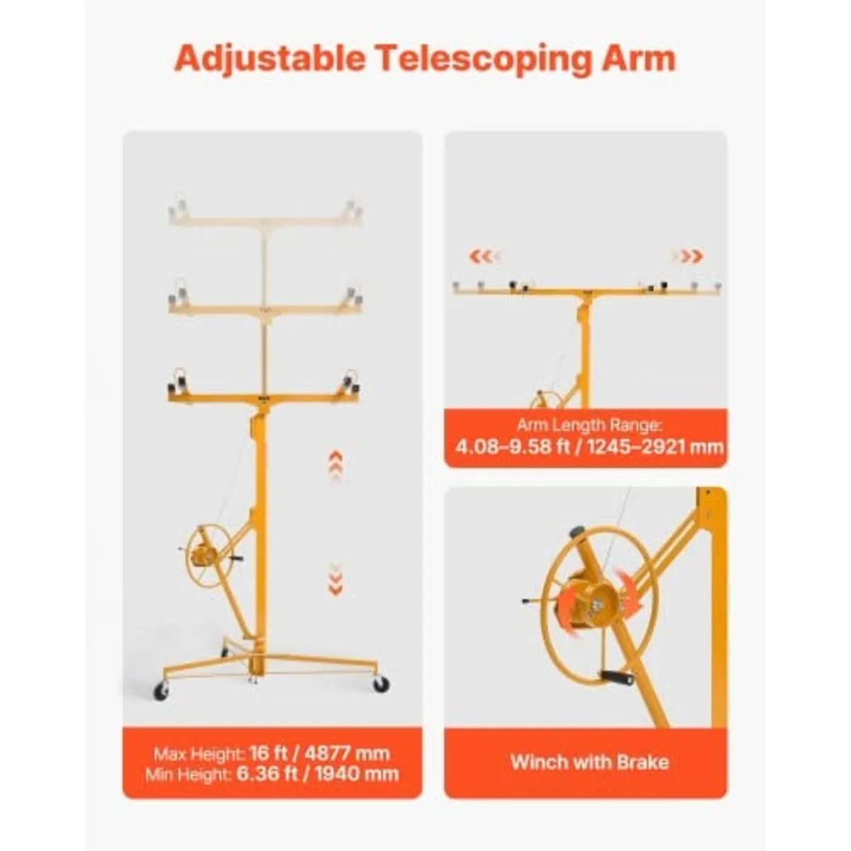 4877 mm Drywall Lift, Heavy-Duty 68 kg Sheetrock H - Image 2