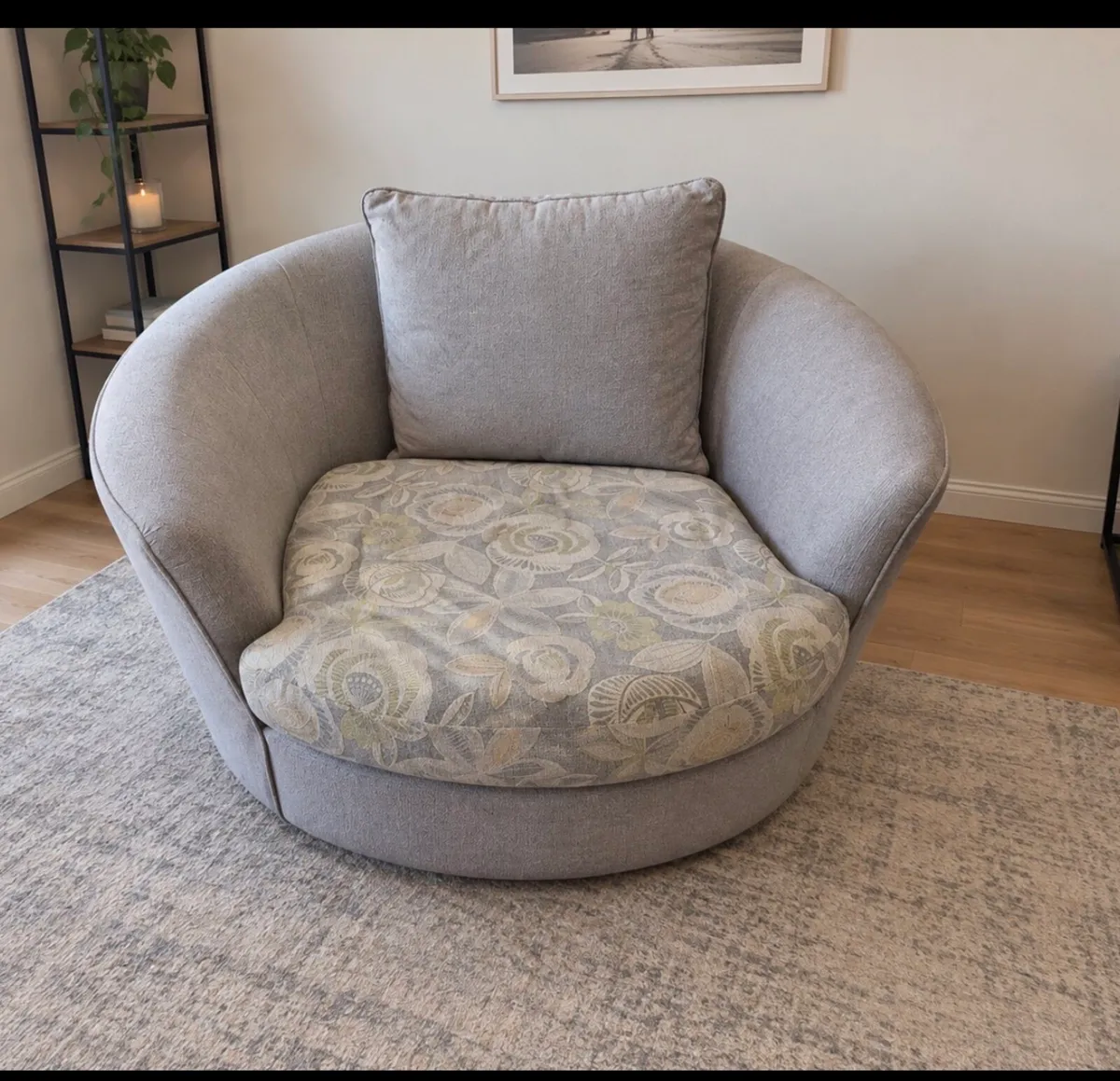 L shaped grey corner sofa couch with footstool - Image 3
