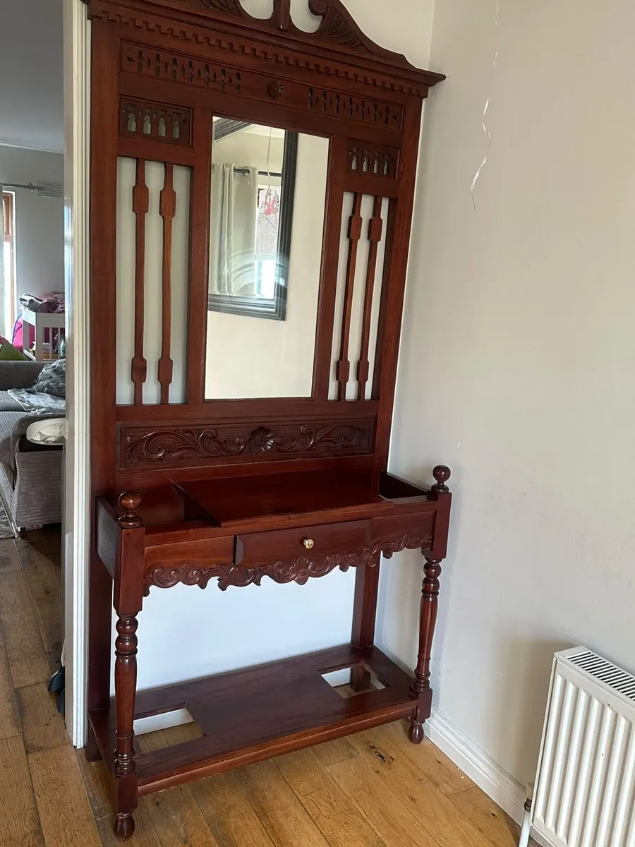 Stunning Solid Wood Hall Stand with Mirror