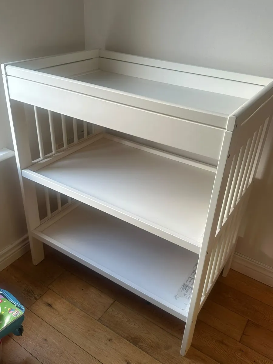 White Wooden Baby Changing Table / Storage Unit