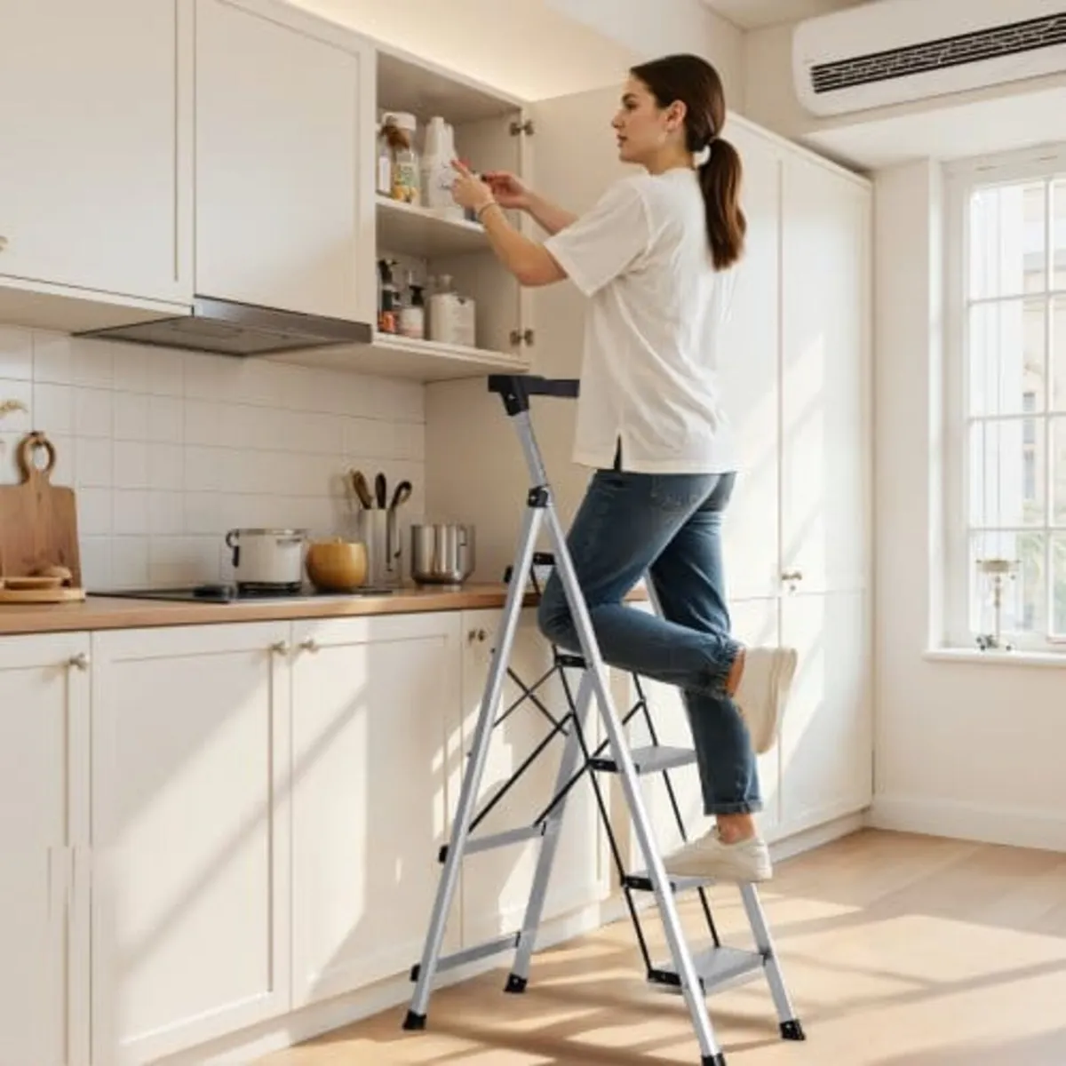 5 Step Ladder, Folding Step Stool with Wide Anti-S - Image 4