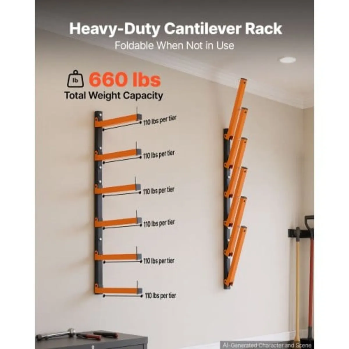 Lumber Rack, 6-Tier 2-Pack 50 kg per Tier, Foldabl - Image 2