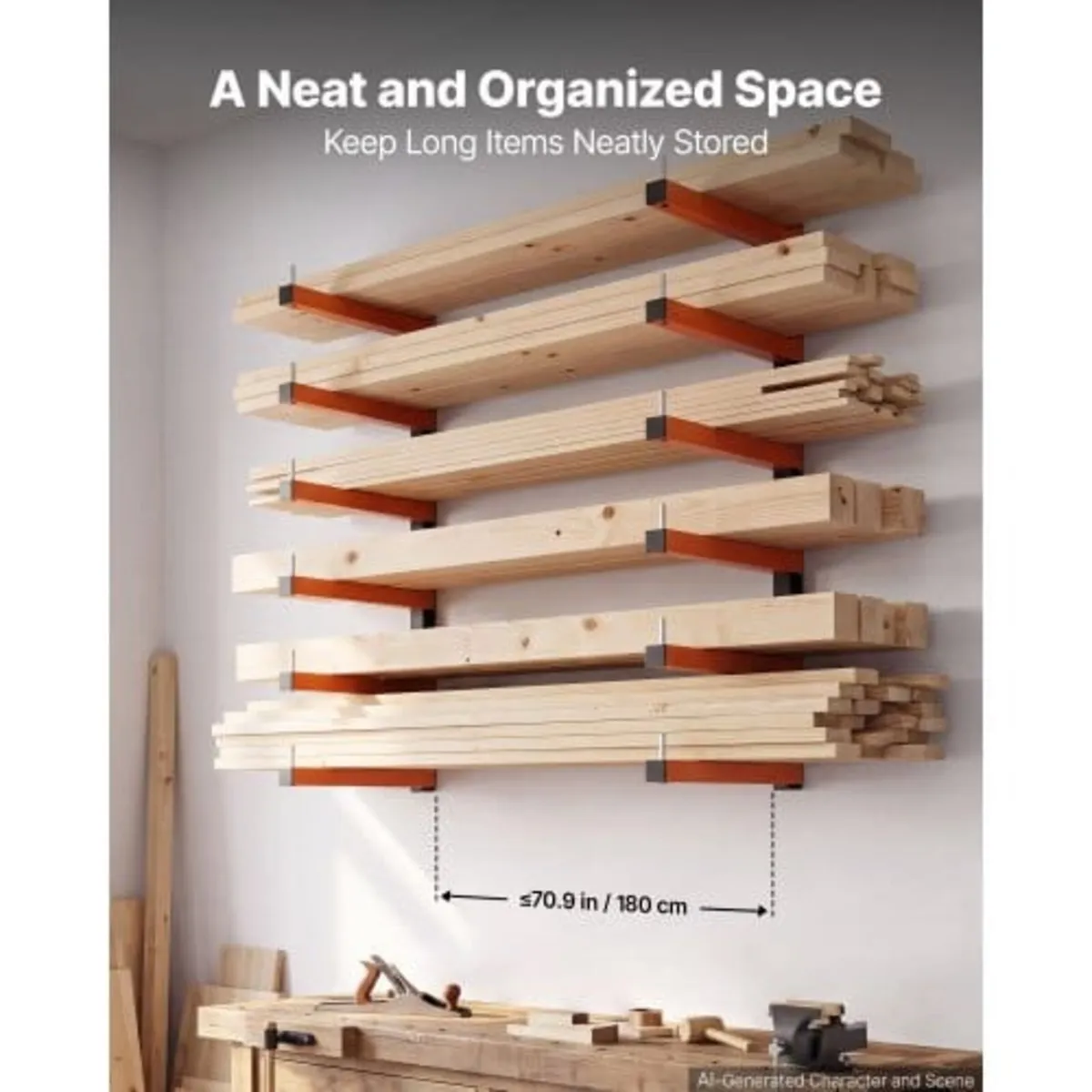 Lumber Rack, 6-Tier 2-Pack 50 kg per Tier, Foldabl - Image 3