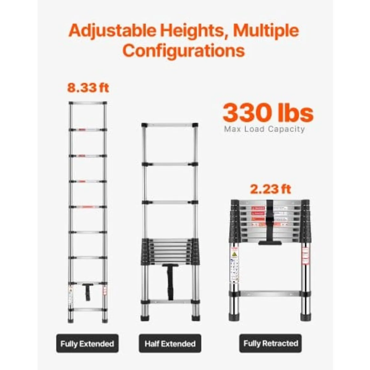 Telescoping Ladder, 2540mm Stainless Steel Lightwe - Image 4