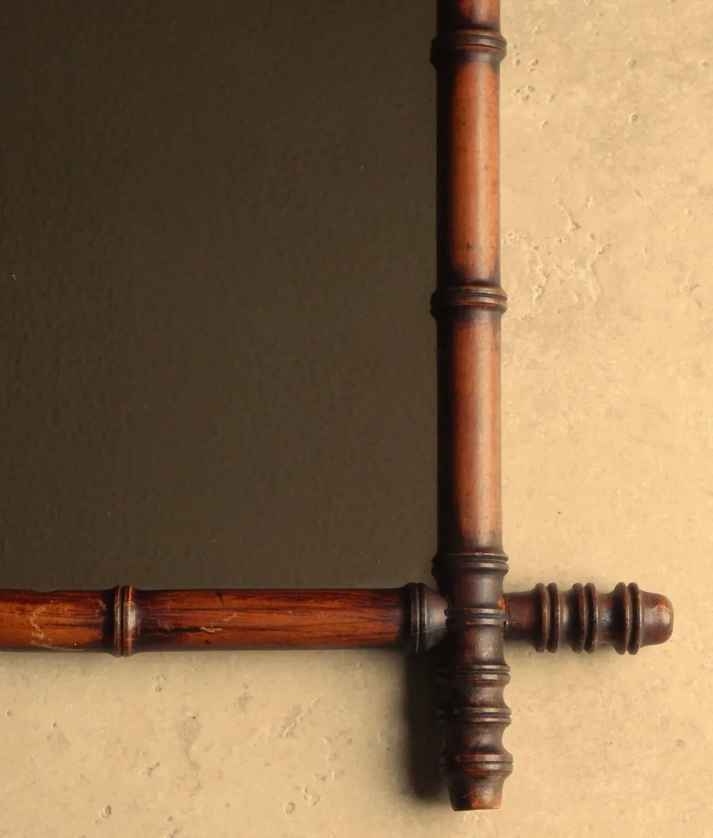 Vintage Wooden Faux Bamboo Mirror & Coat/Hat Rack - Image 3