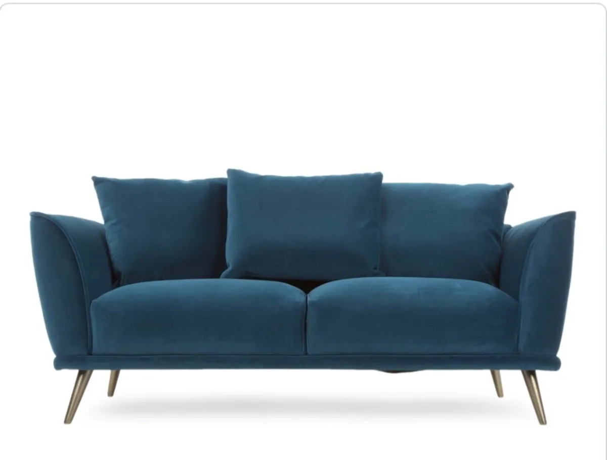 2 Seater Teal Velvet Sofa - Image 1