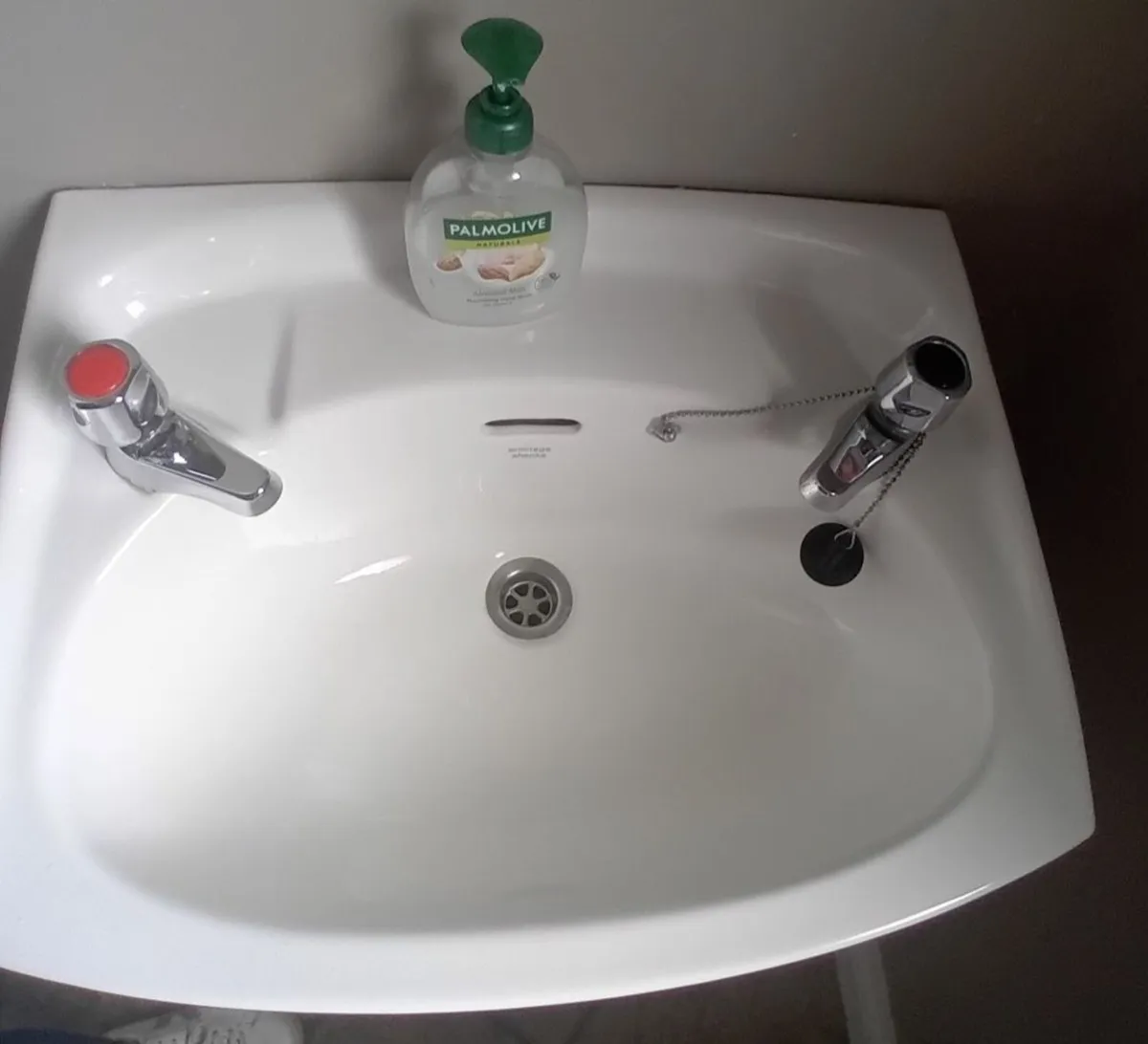 Wash Hand Basin,  Taps  & Pedestal. - Image 1