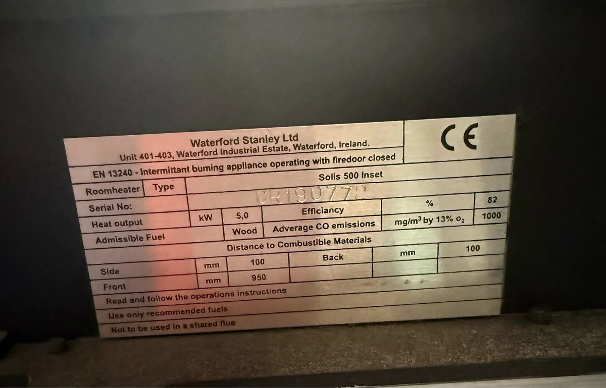Stanley Solis 500 Inset Wood Burning Stove - Image 2