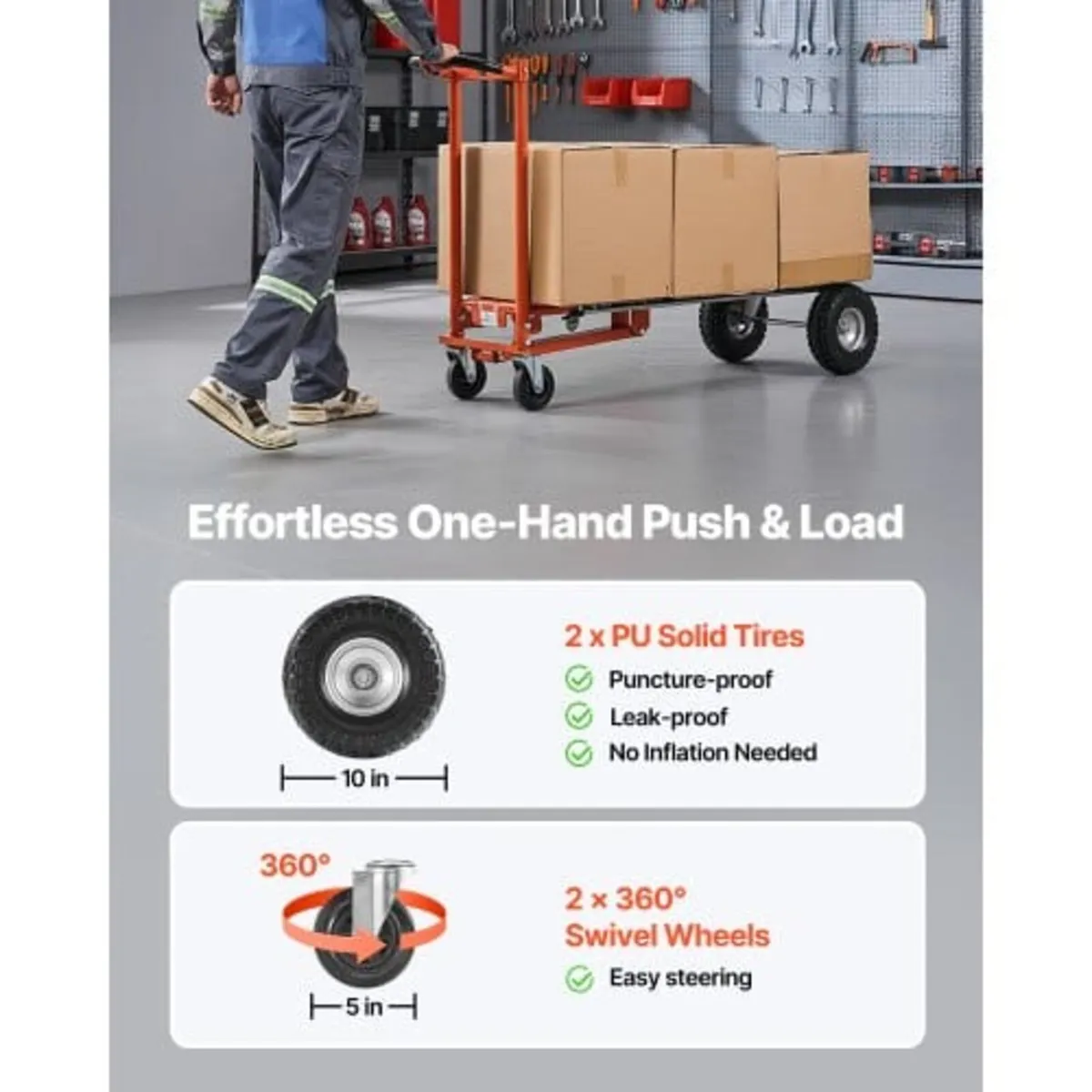 4 in 1 Hand Truck, 453.6 kg Load Capacity for 4-Wh - Image 2