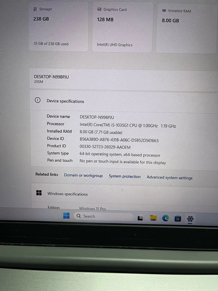 Lenovo Laptop i5 pro 10gen 8/256 win 11 pro - Image 4