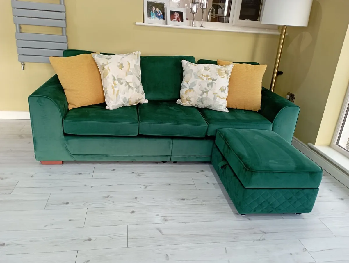 3 to 4 seater  couch  with foot stool to match - Image 2