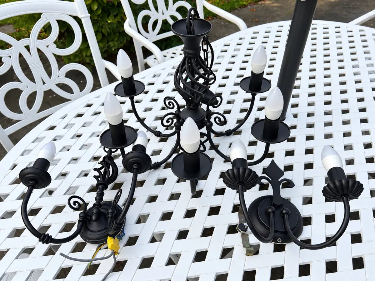 Black ironwork light fittings - Image 1