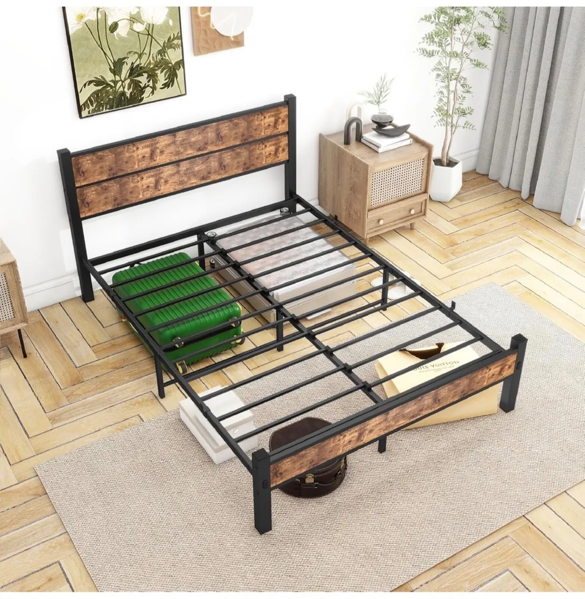 Double Bed Frame with Wooden Headboard Footboard S - Image 4