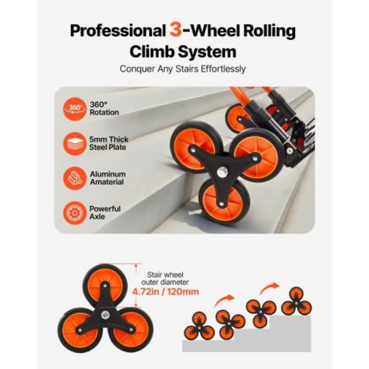 Stair Climbing Cart, 54 kg Stair-Climbing Capacity - Image 2
