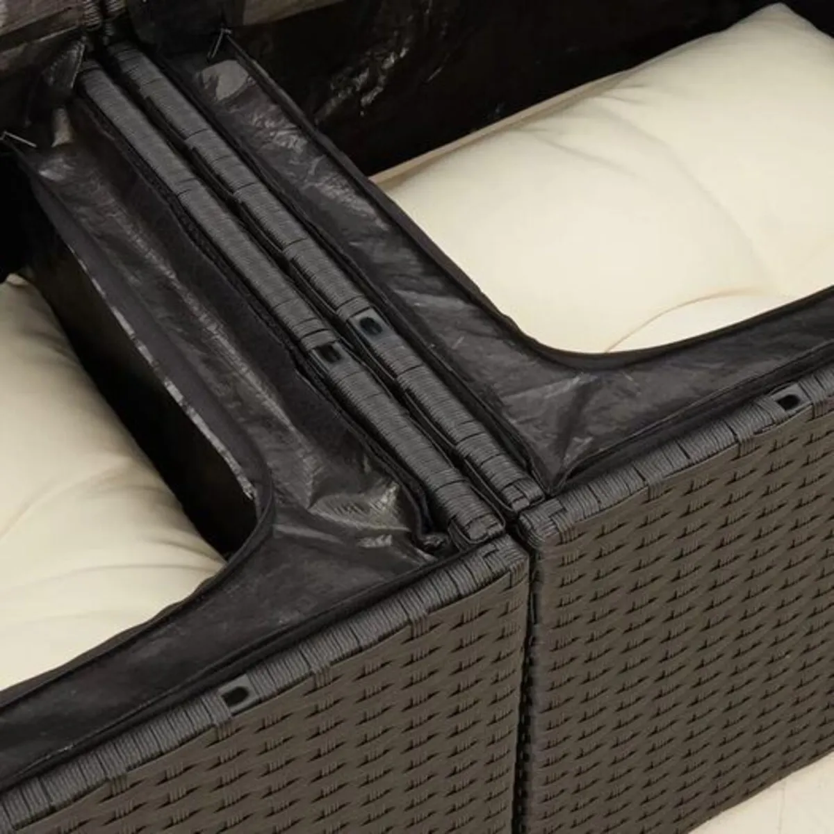 Garden Sofa 2 Seater With Storage Poly Rattan Pati - Image 2