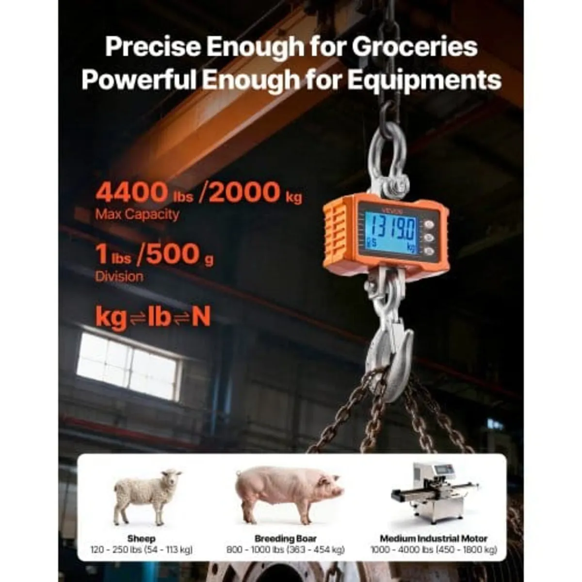Digital Crane Scale, 4400 lbs/2000 kg Max Capacity - Image 3