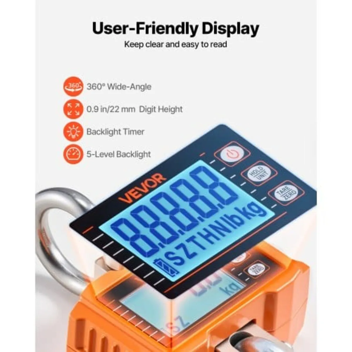 Digital Crane Scale, 4400 lbs/2000 kg Max Capacity - Image 4