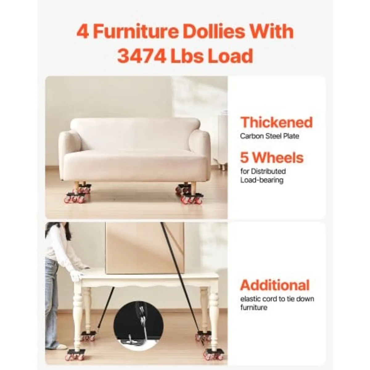 Furniture Dolly, Maximum Load 3474 lbs, Heavy Duty - Image 4