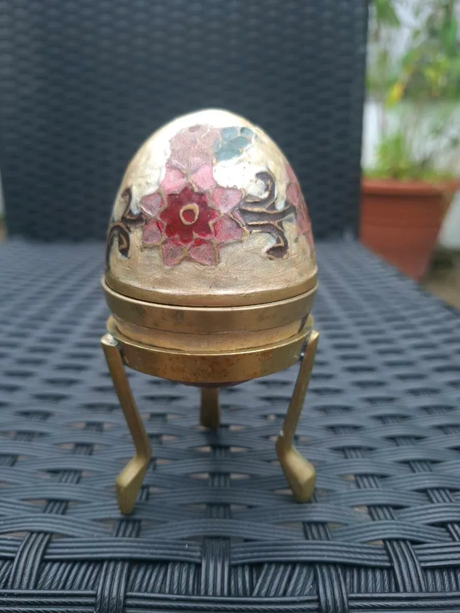 1970's Cloisonné/Enamel Brass Egg Trinket Box - Image 1