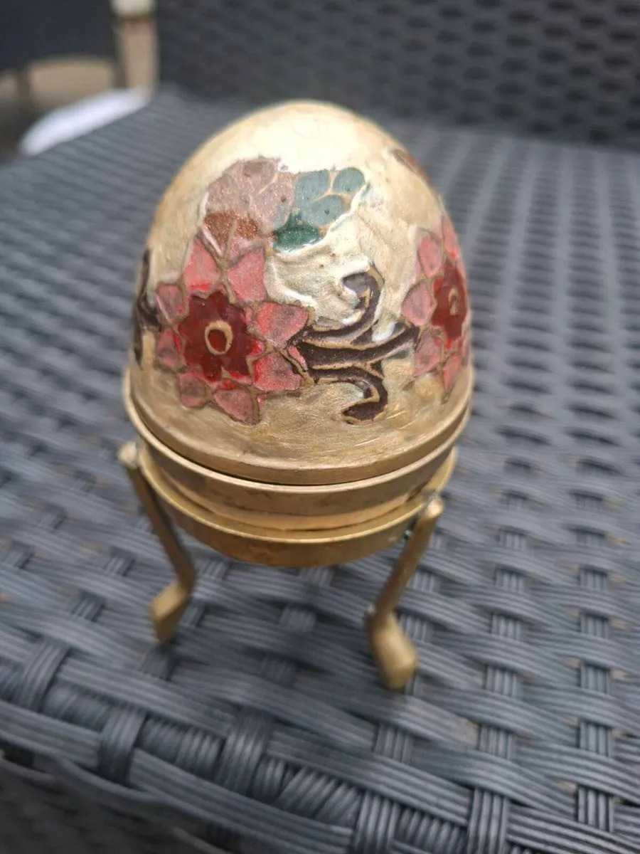 1970's Cloisonné/Enamel Brass Egg Trinket Box - Image 3