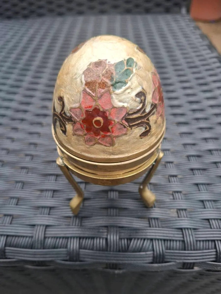 1970's Cloisonné/Enamel Brass Egg Trinket Box - Image 4