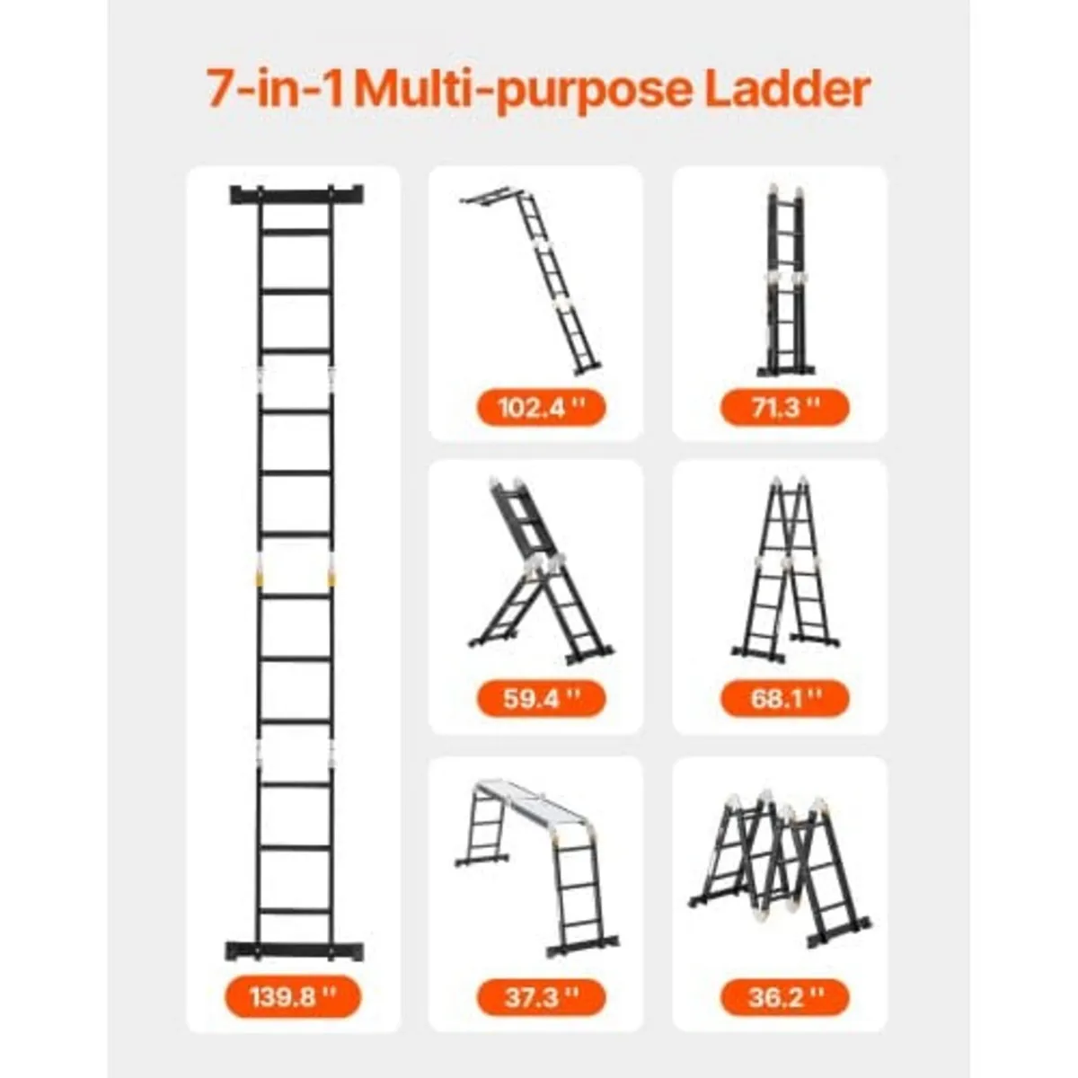 Multi-Purpose Folding Ladder, 7-in-1 Tall Extensio - Image 4