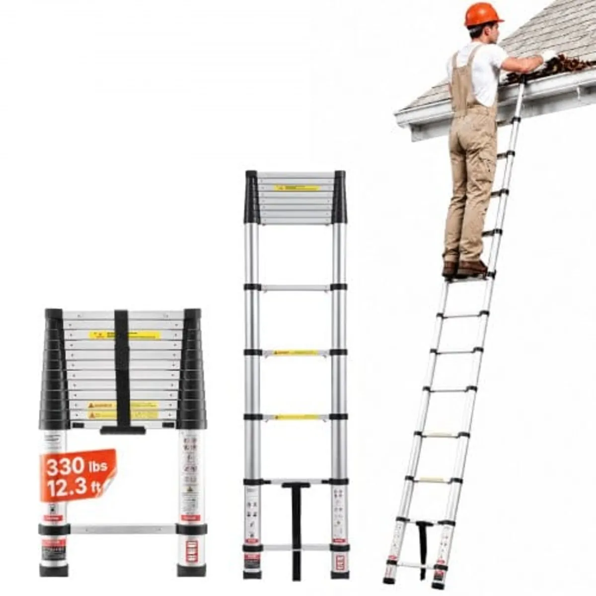 3.8m Telescoping Ladder, Aluminum Lightweight Mult - Image 1