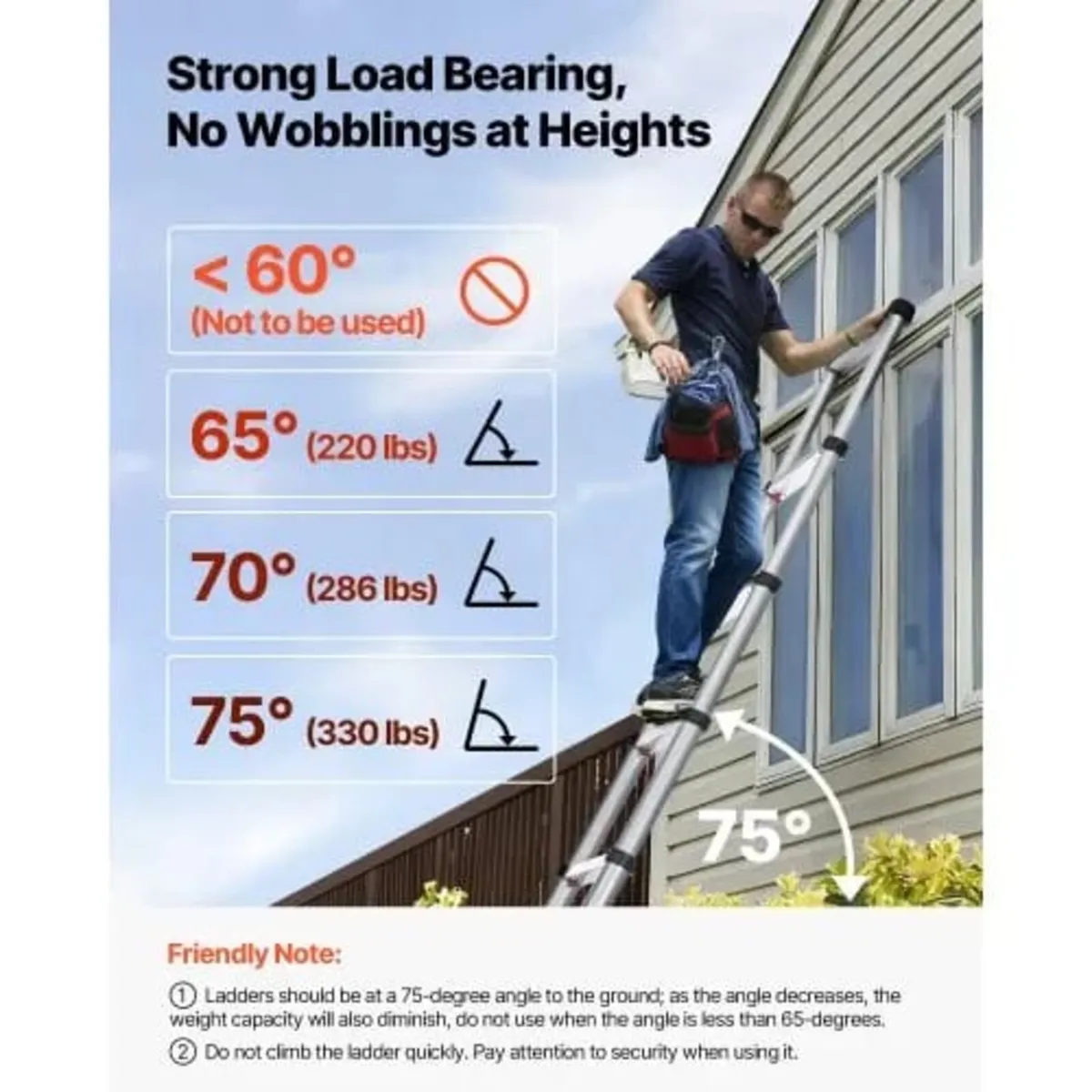 3.8m Telescoping Ladder, Aluminum Lightweight Mult - Image 4