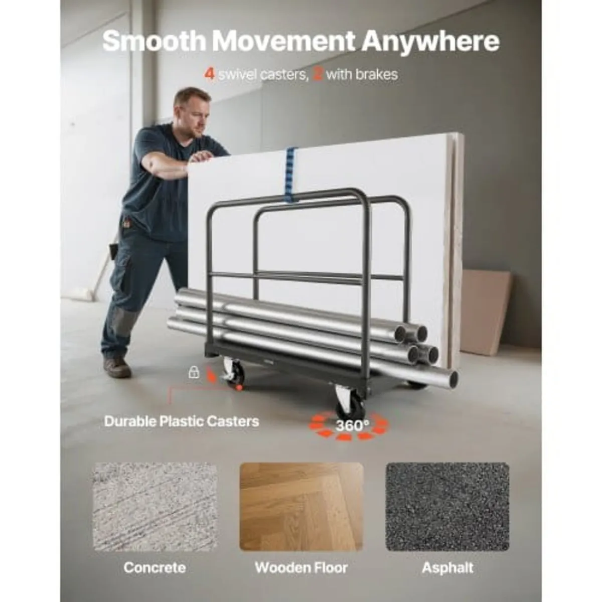 Drywall Cart Dolly, 816 kg Load Capacity, 2-in-1 S - Image 4